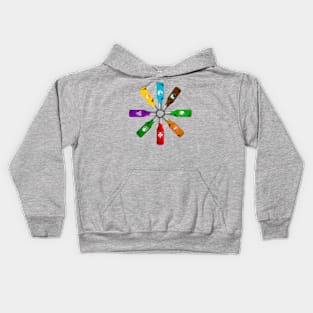 Zombie 8 Perk Pinwheel on Light Blue Kids Hoodie